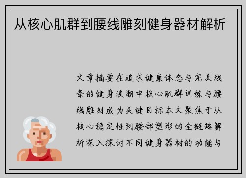 从核心肌群到腰线雕刻健身器材解析